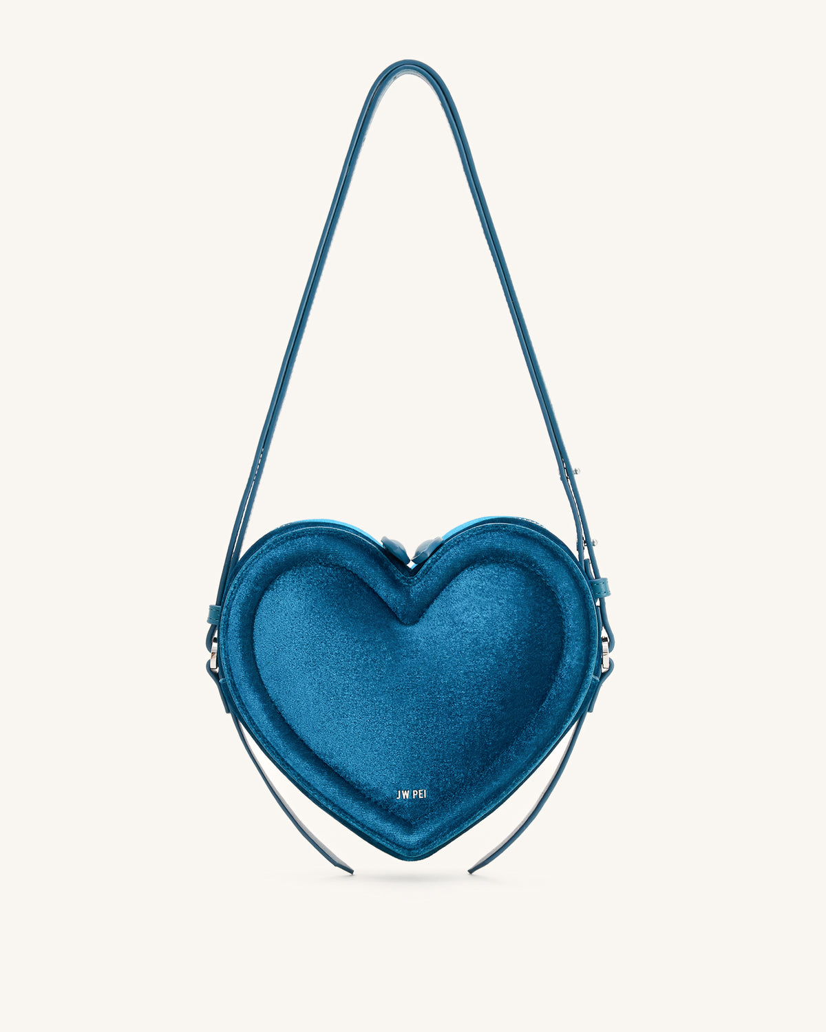 Arlene Velvet Heart Shaped Bag - Blue - view 1