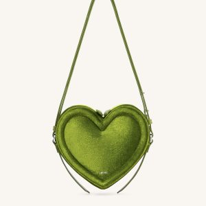Arlene Velvet Heart Shaped Bag - Green - view 1