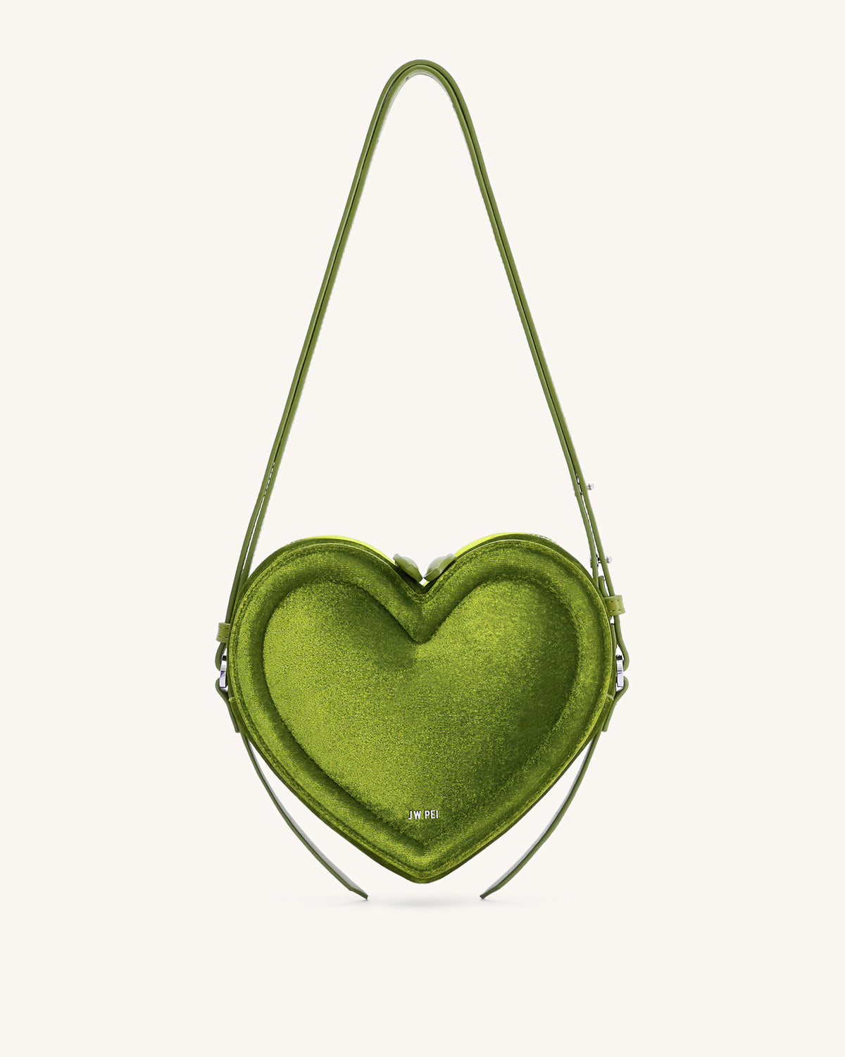 Arlene Velvet Heart Shaped Bag - Green - view 1
