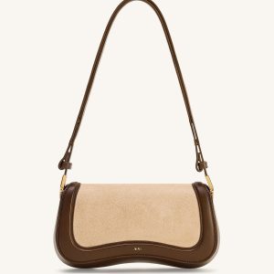 Joy Faux Suede Shoulder Bag - Khaki Brown - view 1