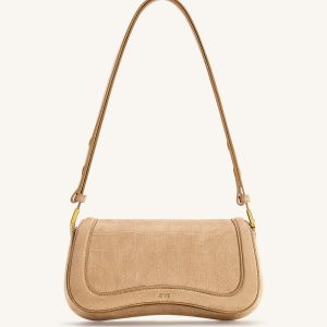 Joy Croc-Embossed Faux Suede Shoulder Bag - Beige - view 1