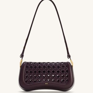 Joy Woven Shoulder Bag - Dark Red - view 1