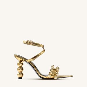 Mia Strappy High Heels With Beaded Detail - Gold - view 1