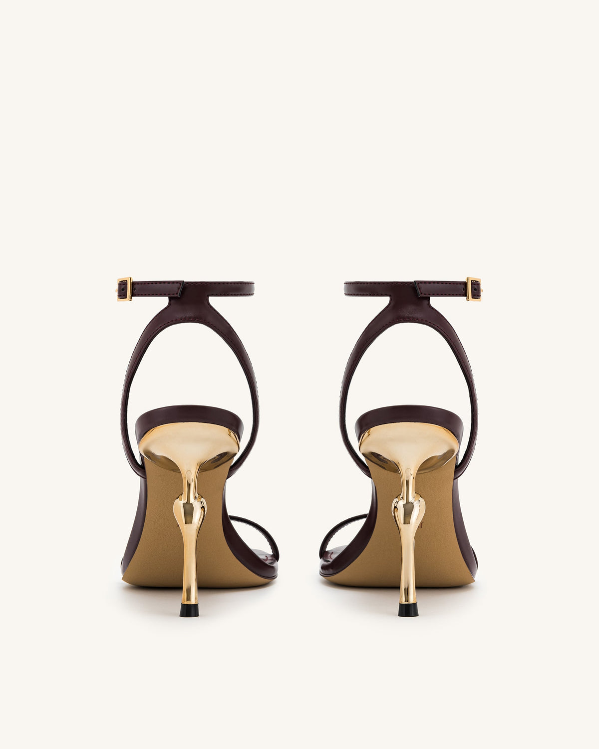 Alivia Gold Metal Heel Sandals - Claret Red - view 5