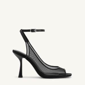 Serenity Open Toe Mesh Slingback Sandals - Black - view 1