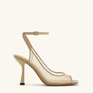 Serenity Open Toe Mesh Slingback Sandals - Khaki - view 1