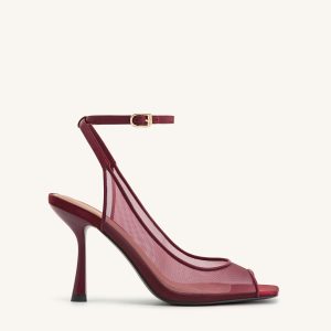 Serenity Open Toe Mesh Slingback Sandals - Burgundy - view 1