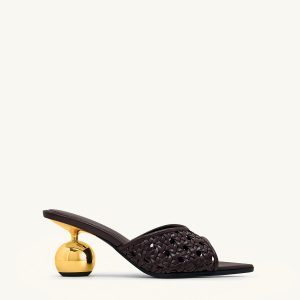 Ellie Woven Sphere Heel Mules - Deep Burgundy - view 1