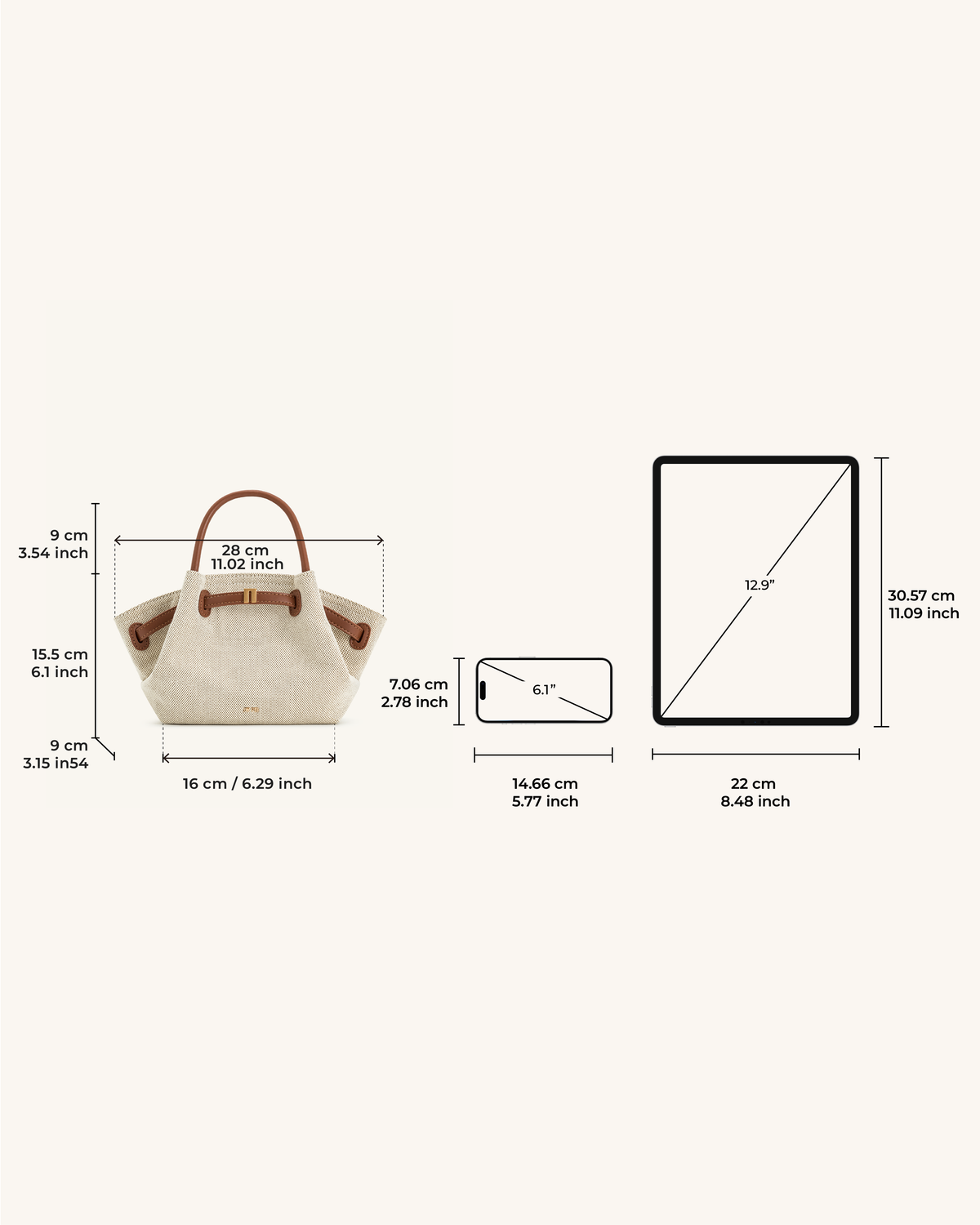 Hana Mini Tote Bag - Brown Canvas - view 7