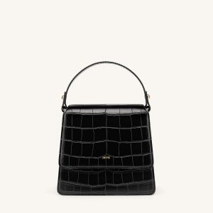 The Fae Top Handle Bag - Black Croc