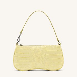 Eva Shoulder Handbag - Light Yellow Croc