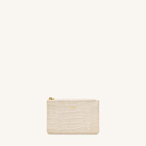 Quinn Zipped Card Holder - Ivory Croc