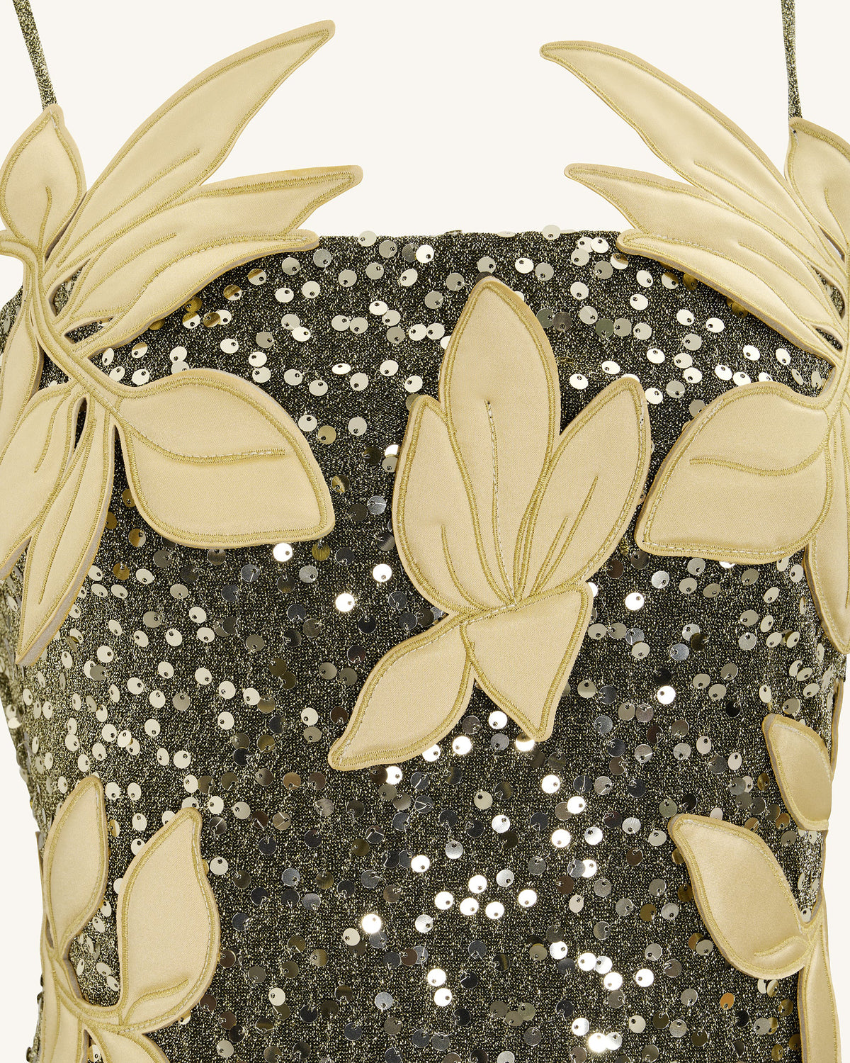 Araminta Sequined Gown with Floral Details - Gold - view 7