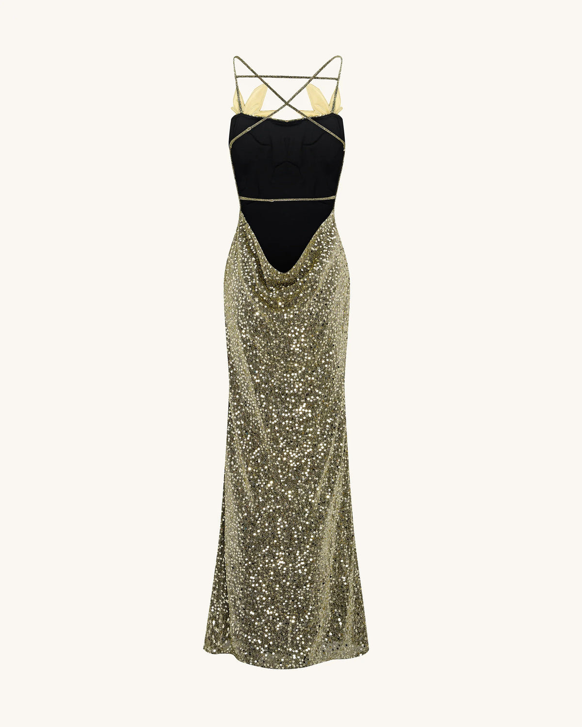 Araminta Sequined Gown with Floral Details - Gold - view 6
