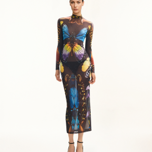 Butterfly Mesh Maxi Dress - Multicolor - view 1