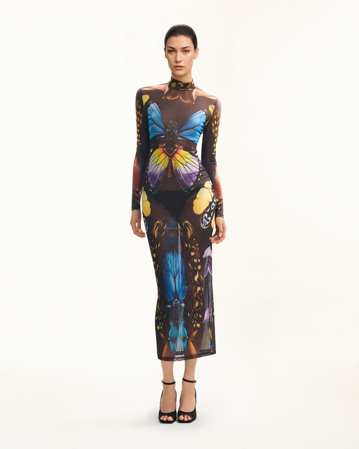 Butterfly Mesh Maxi Dress - Multicolor - view 1