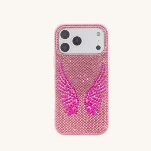 Artificial Crystal Angel Wings Phone Case - Pink - view 1