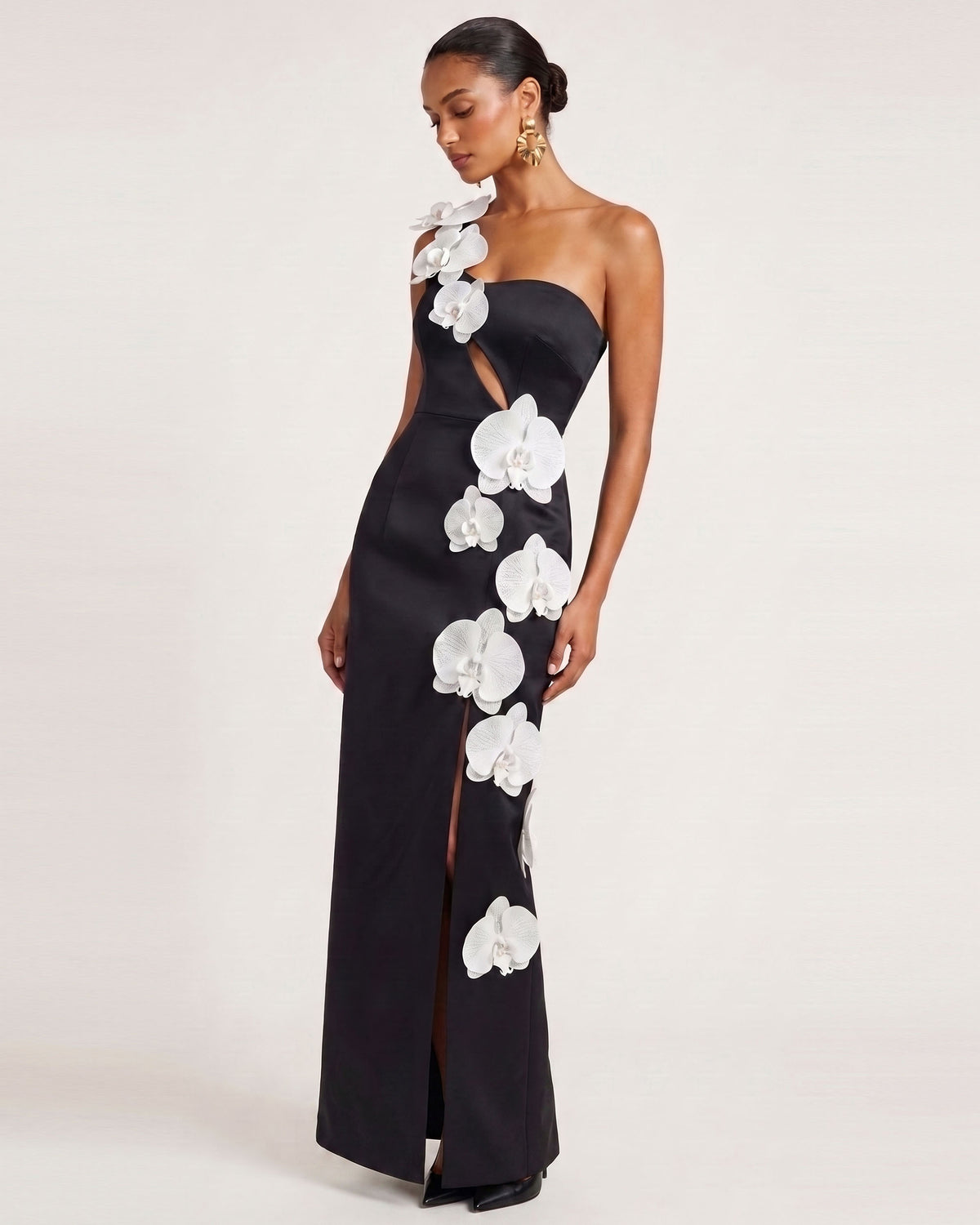 Orchid Embellished Cutout Slit Maxi Dress - Black - view 2