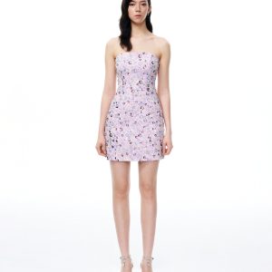 Esme Floral Sequin Embroidered Mini Dress - Purple - view 1