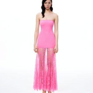 Evadne Floral Lace Dress - Pink - view 1
