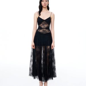 Indigo Floral Lace Dress - Black - view 1