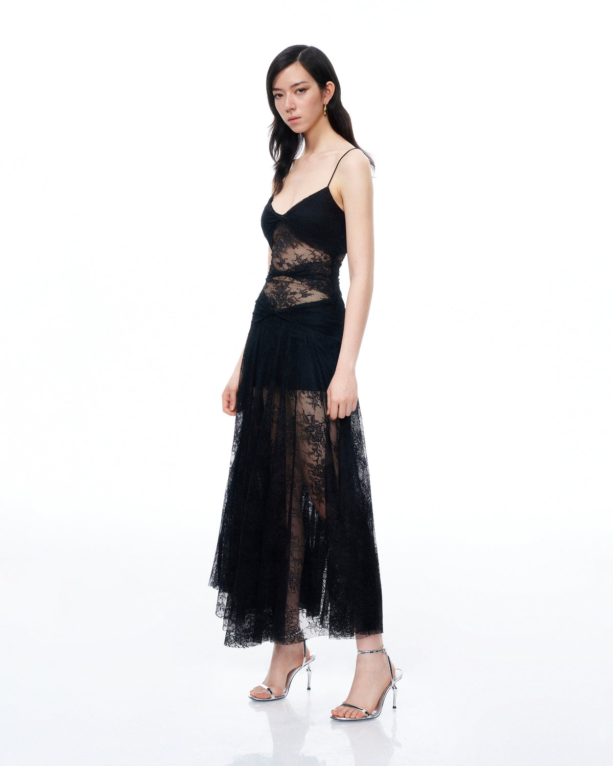 Indigo Floral Lace Dress - Black - view 2