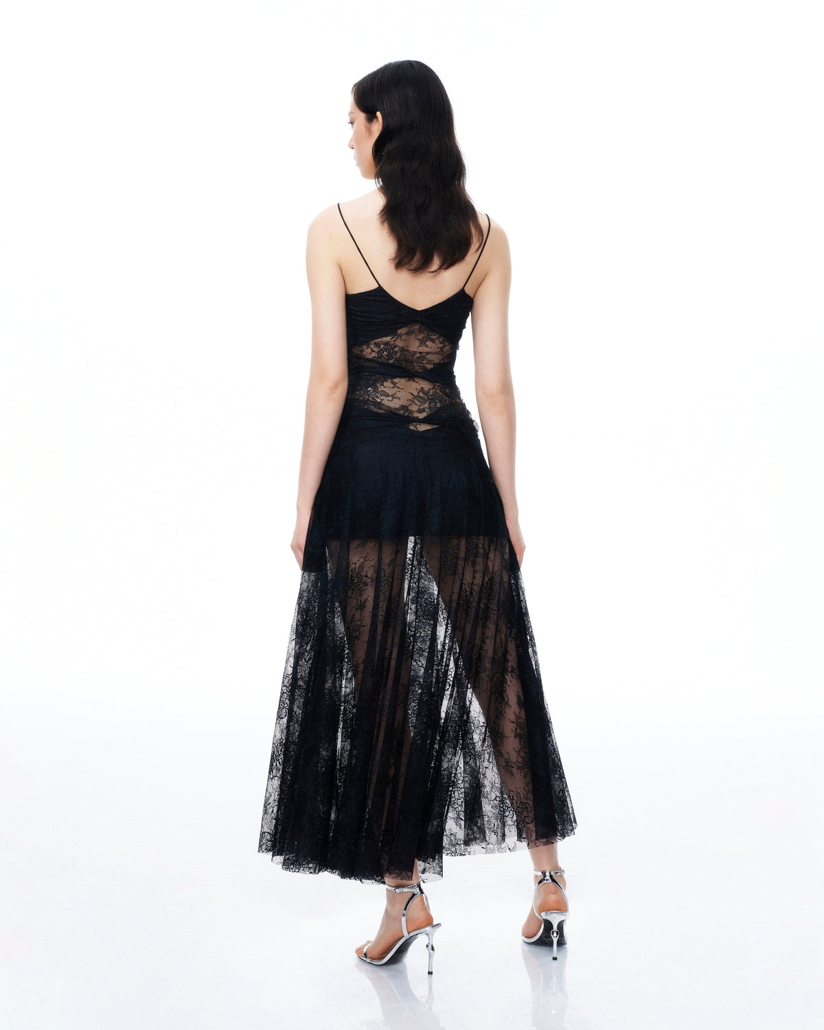 Indigo Floral Lace Dress - Black - view 3