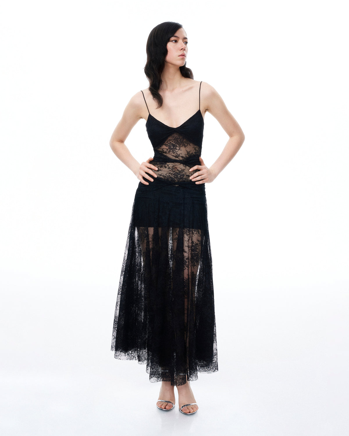 Indigo Floral Lace Dress - Black - view 4