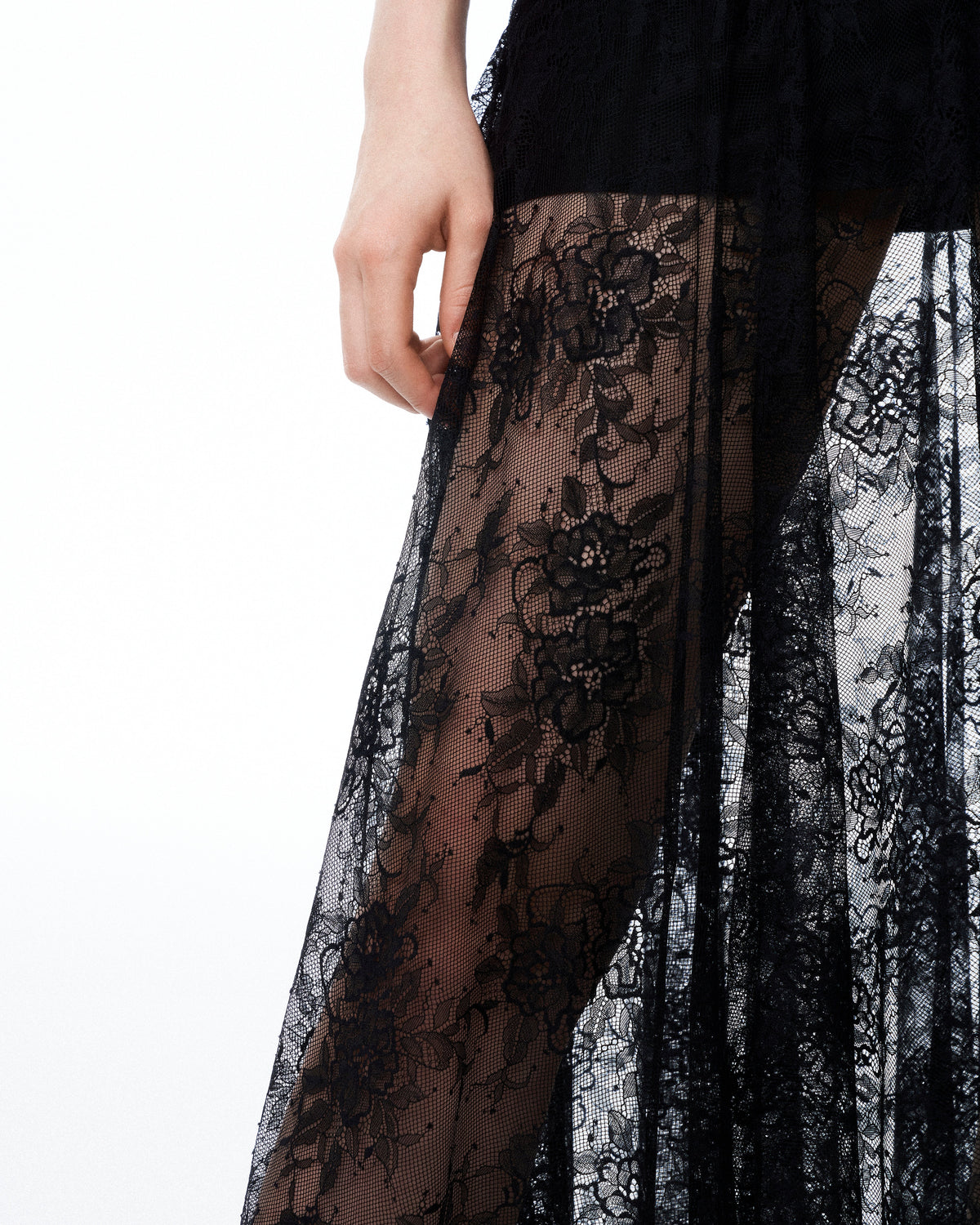Indigo Floral Lace Dress - Black - view 7