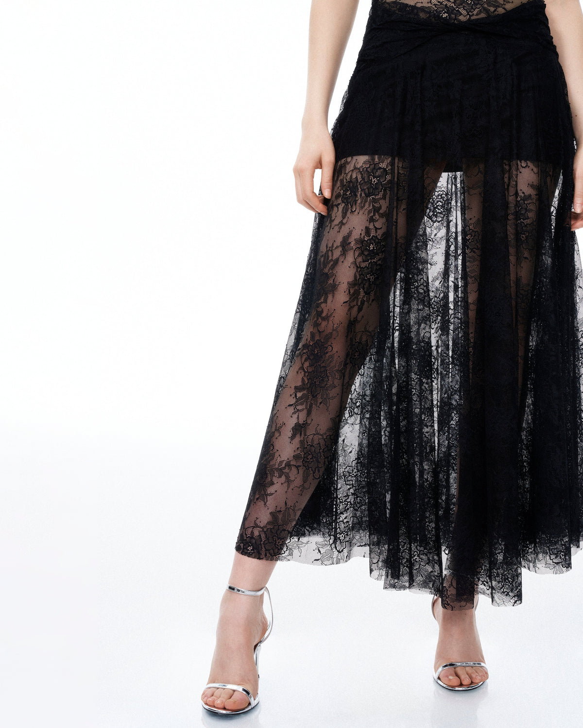 Indigo Floral Lace Dress - Black - view 6