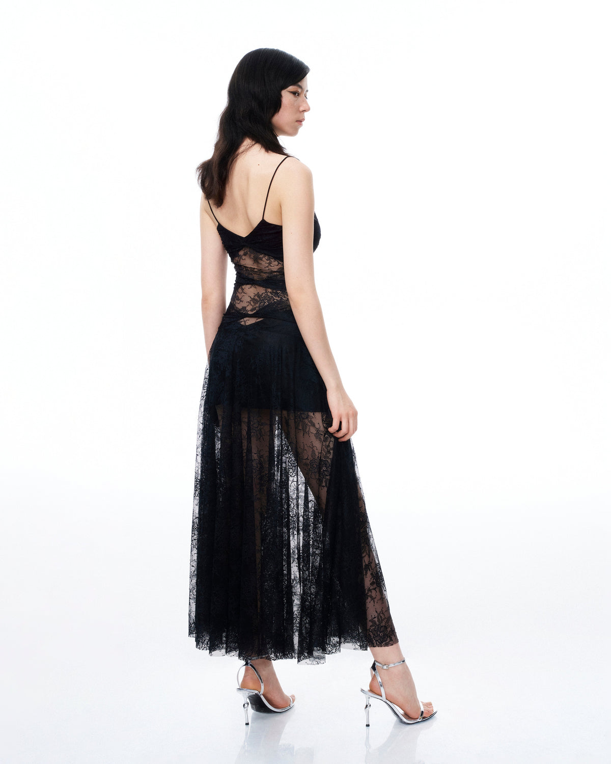 Indigo Floral Lace Dress - Black - view 5