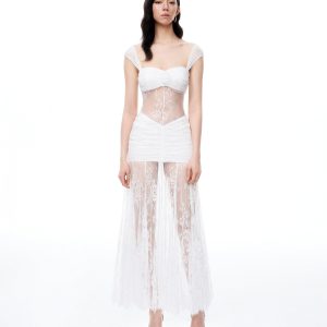 Fiorentina 3D Floral Lace Dress - White - view 1