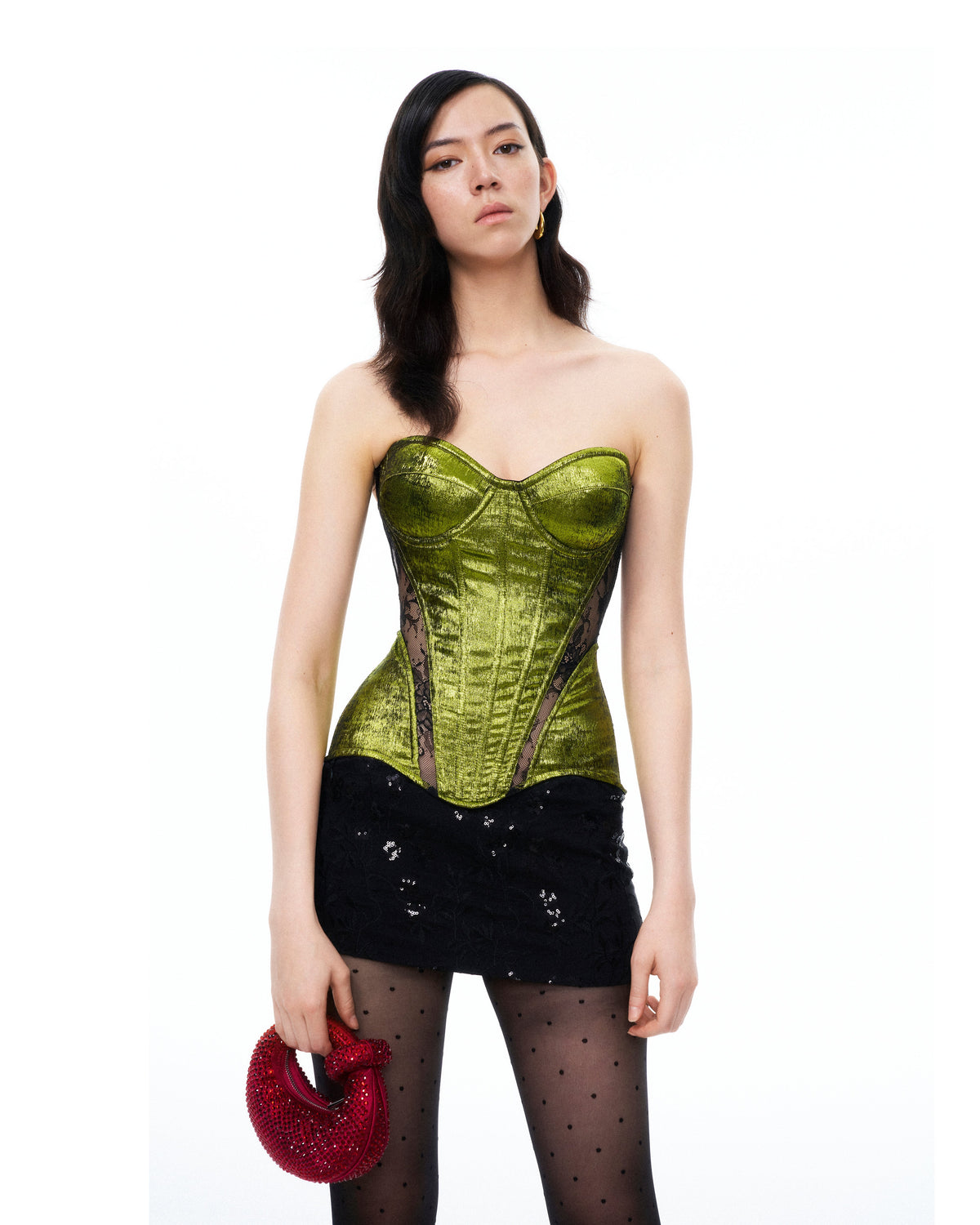 Serenade Floral Lace Corset - Green - view 5