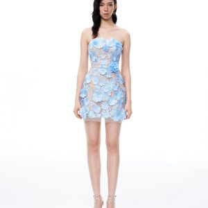 Elowen Floral Embroidered Mini Dress - Blue - view 1