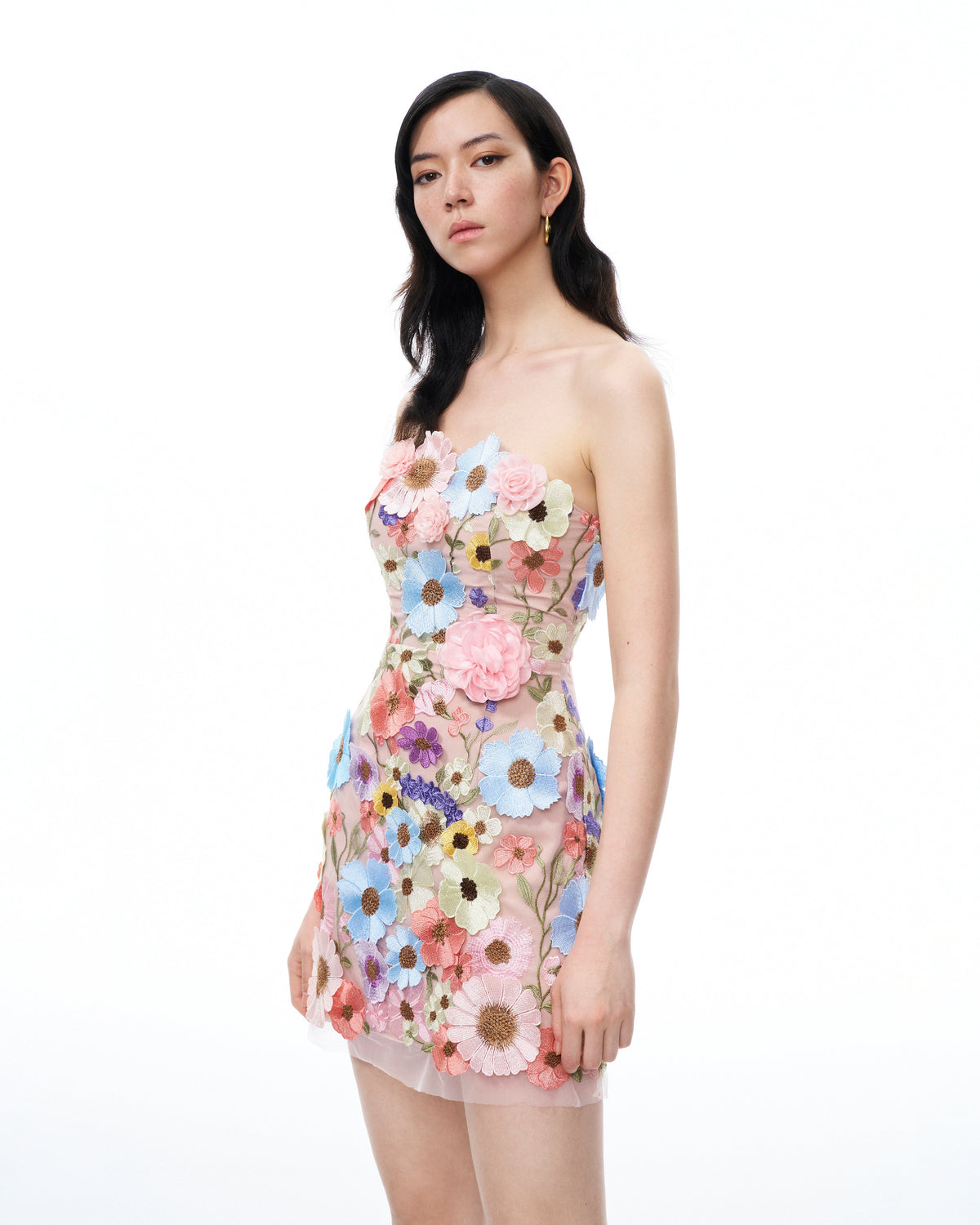 Odalys Floral Embroidered Mini Dress - Pastel Multi - view 5