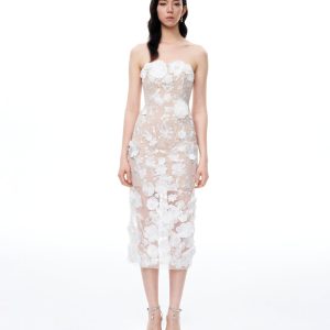 Lysandra 3D Floral Embroidered Maxi Dress - White - view 1