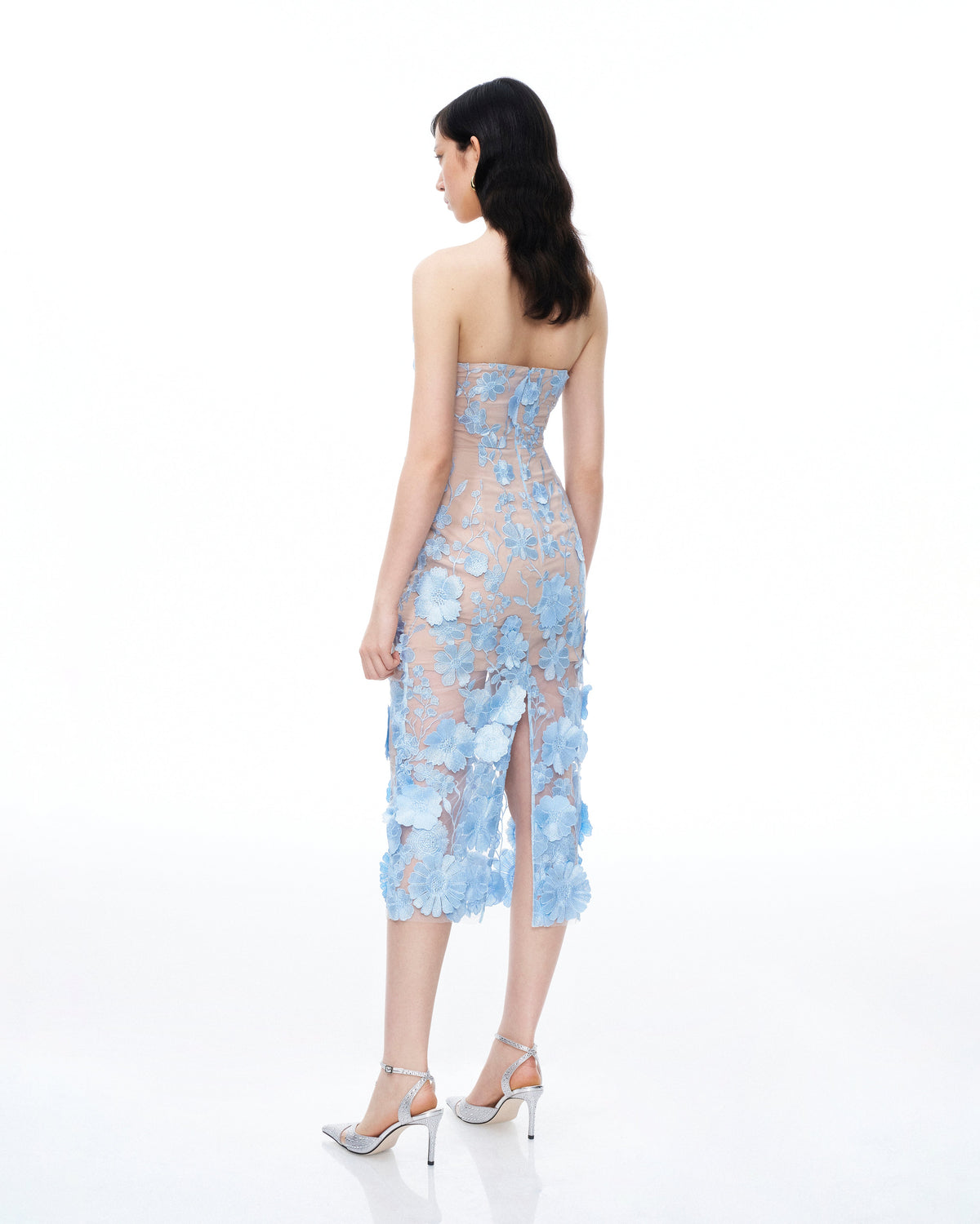 Evander 3D Floral Embroidered Maxi Dress - Blue - view 3