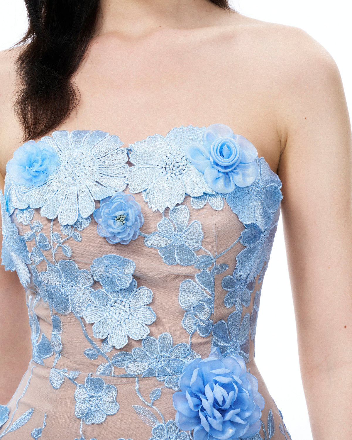 Evander 3D Floral Embroidered Maxi Dress - Blue - view 6