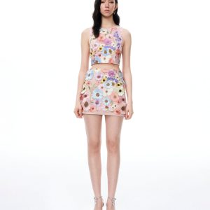 Valentino 3D Floral Embroidered Dress Set - Pastel Multi - view 1