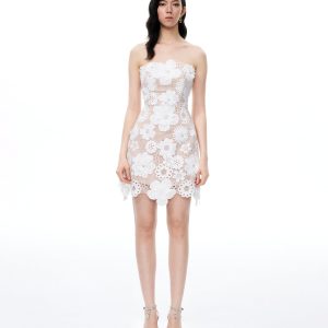 Leander Embroidered Lace Mini Dress - White - view 1