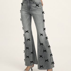 Black Velvet Bow Boogie Child Fray Jeans - Smoke and Mirrors - view 1