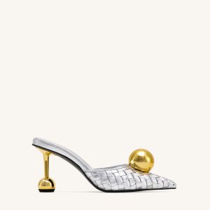 Sofia Woven Sphere Heel Mules - Silver & Gold - view 1