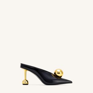 Sofia Angled Vamp Heel Mules - Black & Gold - view 1