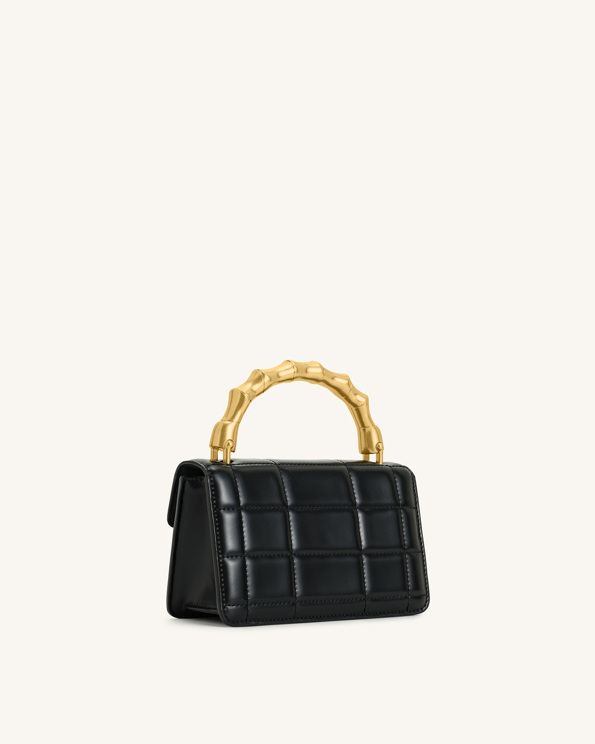 Kaia Bamboo Metal Handle Handbag - Black - view 3