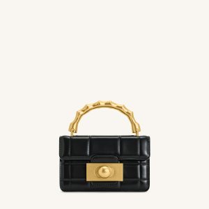 Kaia Bamboo Metal Handle Handbag - Black - view 1