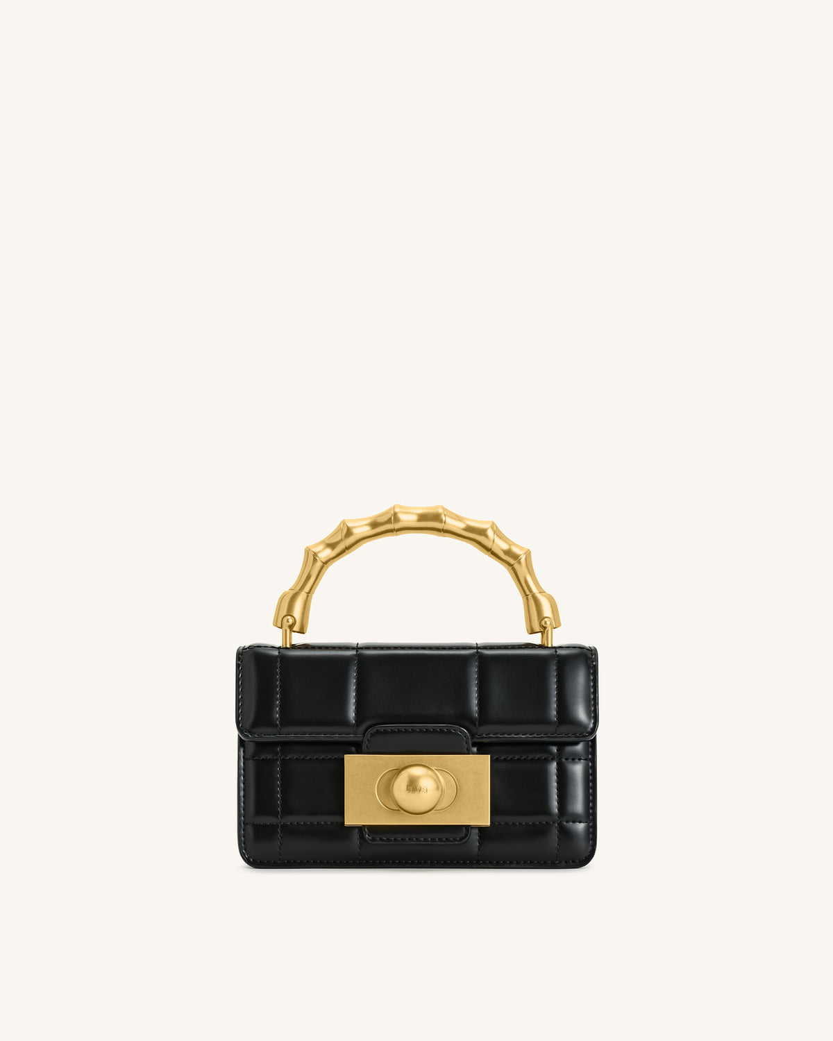 Kaia Bamboo Metal Handle Handbag - Black - view 1