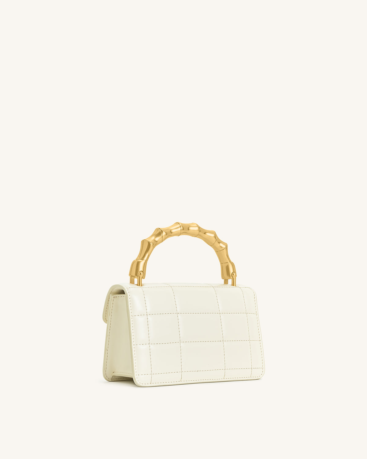 Kaia Bamboo Metal Handle Handbag - White - view 3