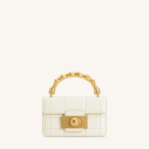 Kaia Bamboo Metal Handle Handbag - White - view 1