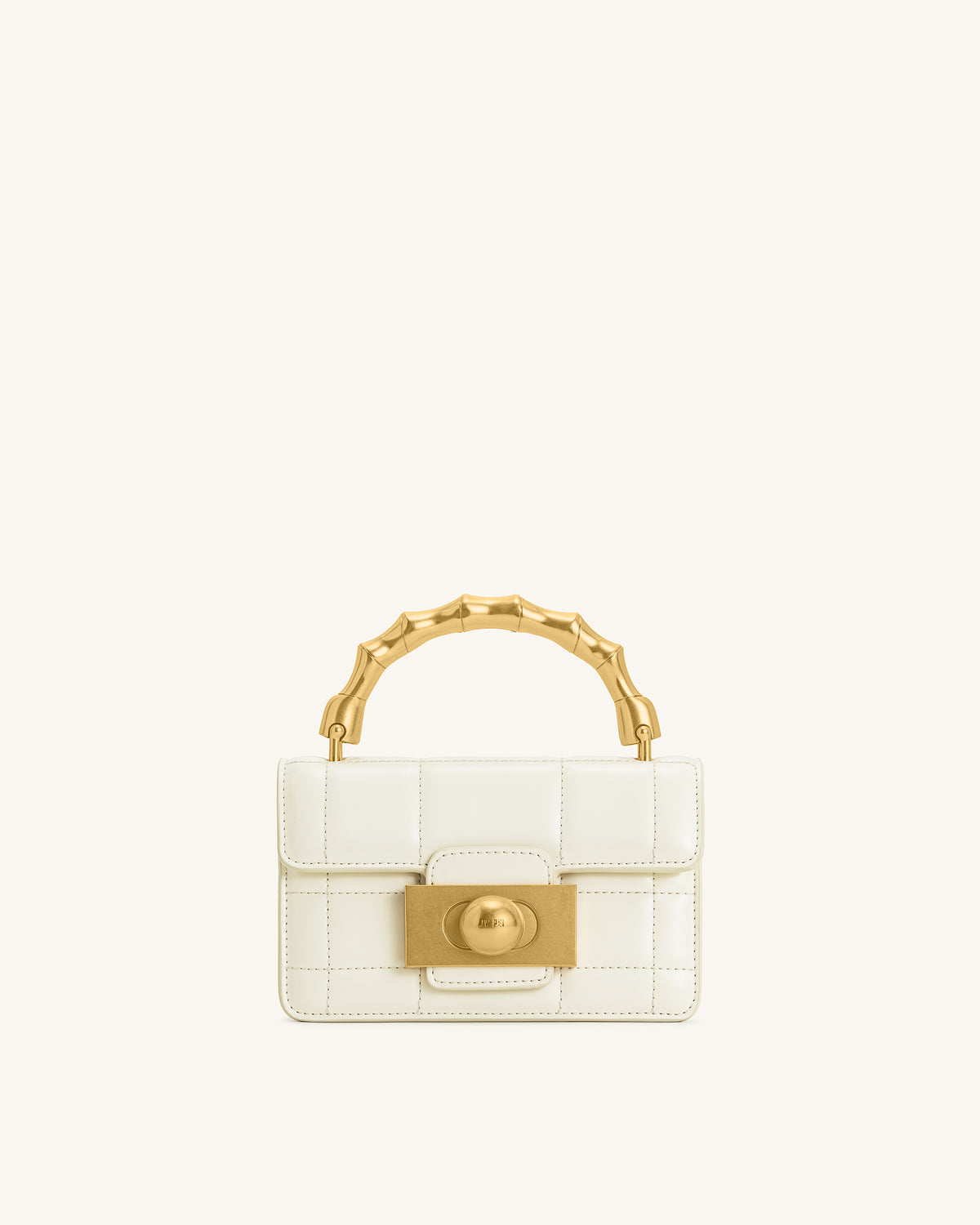 Kaia Bamboo Metal Handle Handbag - White - view 1