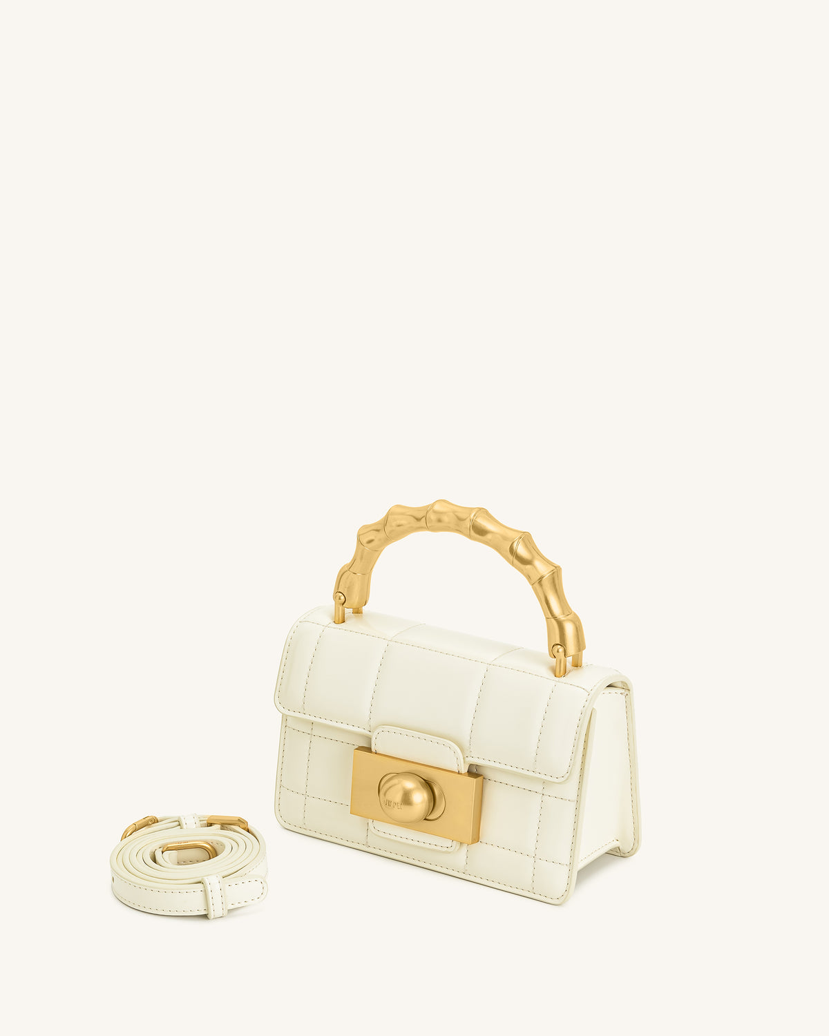 Kaia Bamboo Metal Handle Handbag - White - view 2